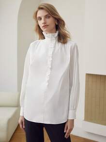 MOTF PREMIUM Blusa ribete con fruncido - Blanco - Ver 7