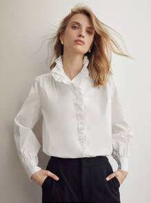 MOTF PREMIUM Blusa ribete con fruncido - Blanco - Ver 9