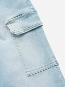 SHEINBlues Belted Cargo Jeans - Light Wash - View 7