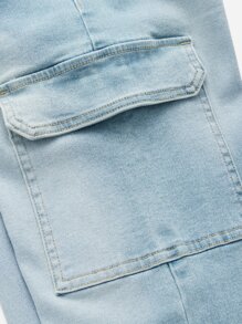 SHEINBlues Belted Cargo Jeans - Light Wash - View 14