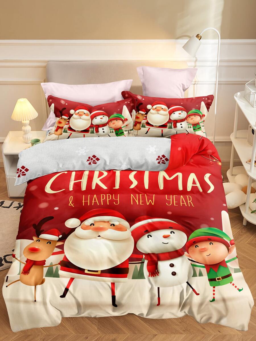 聖誕老人和動物圖案被套套裝不附帶內芯 - 彩色 - 查看 1