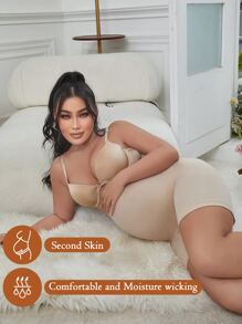 Maternity Belly Support Knee-Length Shorts, High Elastic Solid Color Briefs, Lifting & Shaping Pants - Beige - View 5