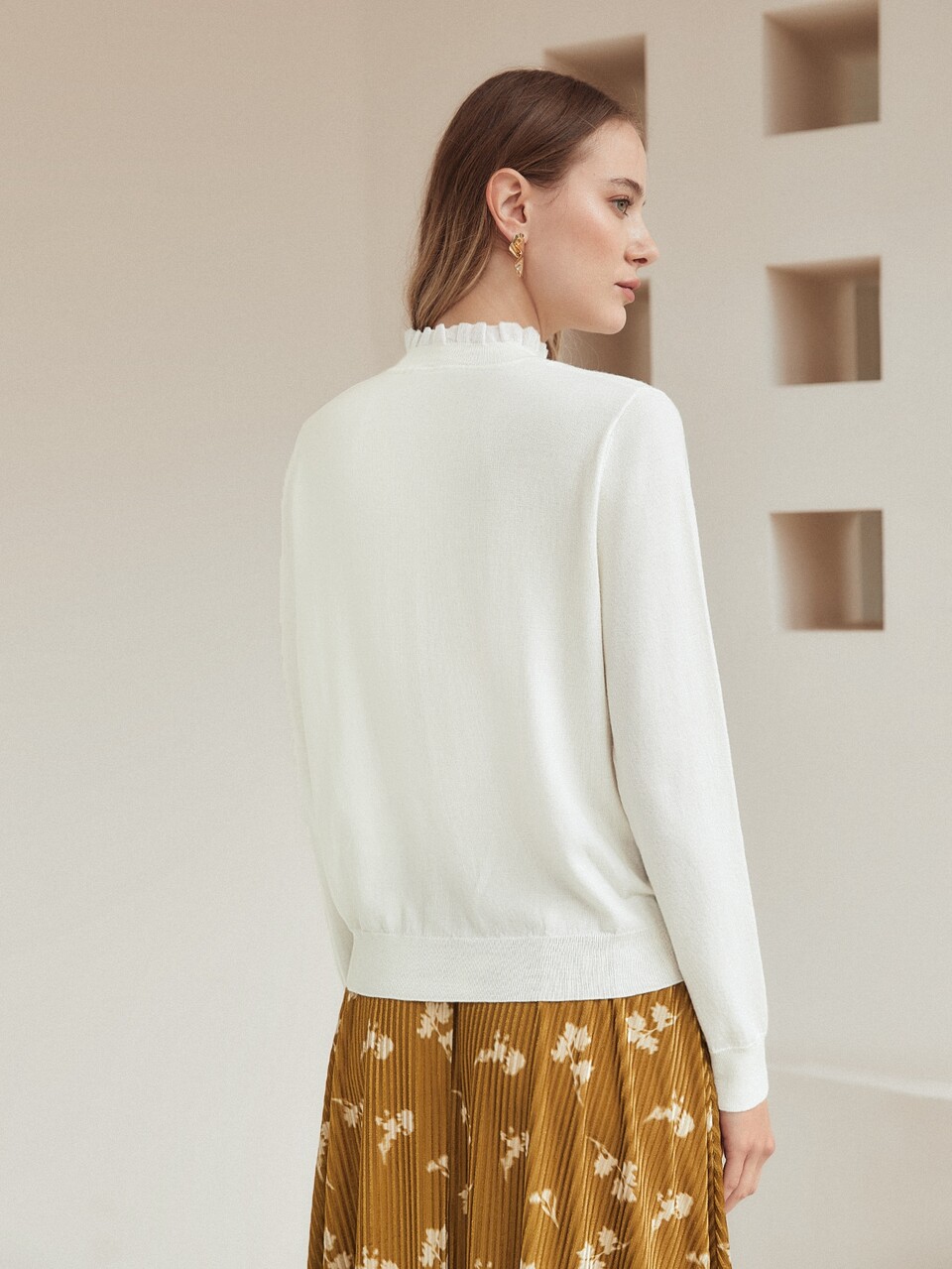 MOTF 100% WOOL RUFFLE NECK SWEATER