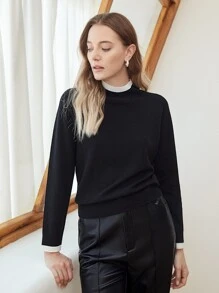 MOTF PREMIUM 100% WOOL MOCK NECK JUMPER - Black - View 2