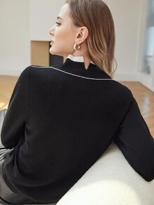 MOTF PREMIUM 100% WOOL MOCK NECK JUMPER - Black - View 3