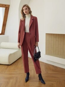 MOTF PREMIUM VISCOSE PRESS CREASE SUIT TROUSERS - Redwood - View 5