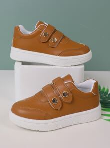 Girls Button Decor Skate Shoes - Brown - View 1