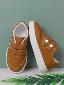 Girls Button Decor Skate Shoes - Brown - View 2
