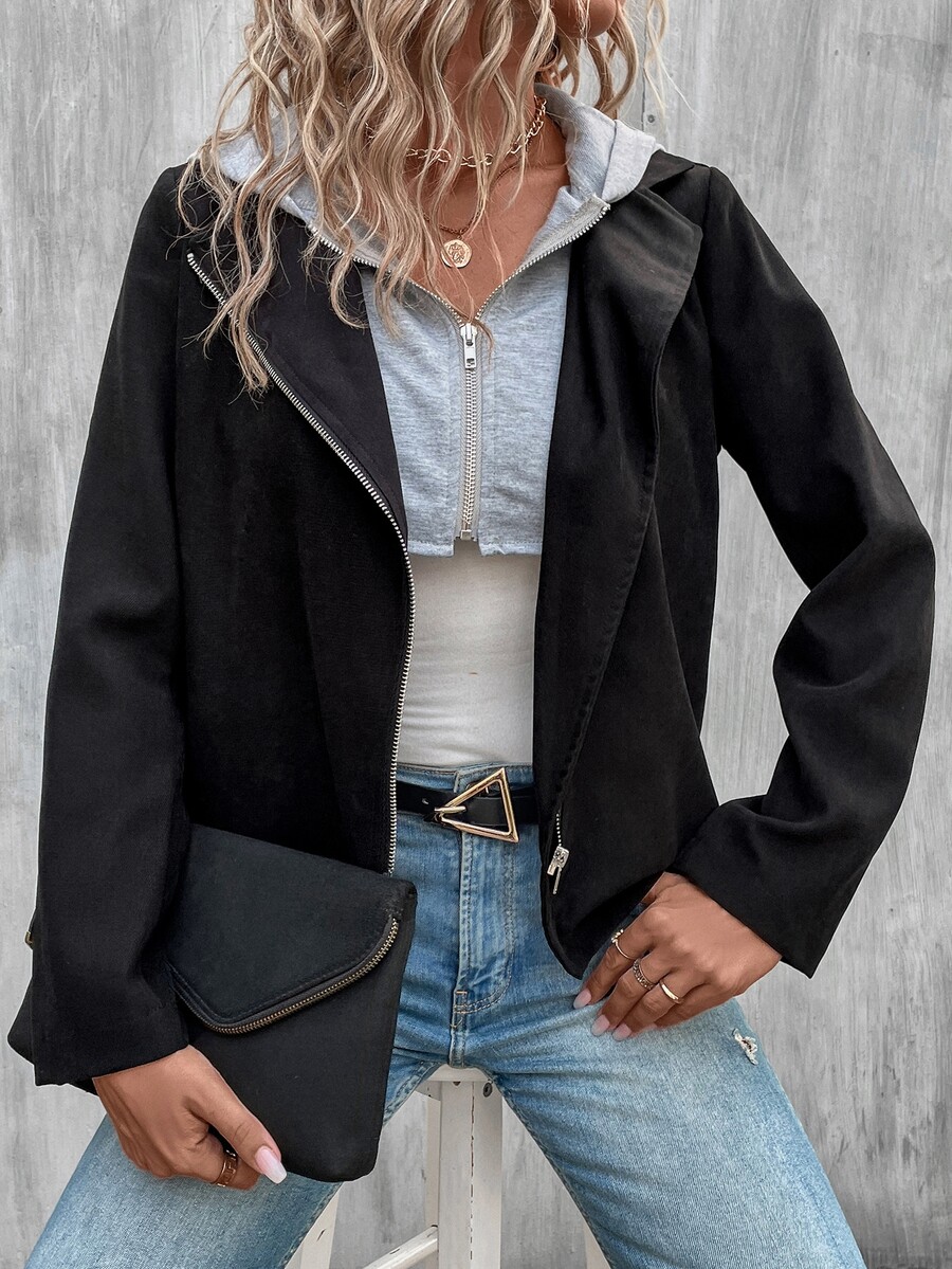 SHEIN Unity Zip Up Drawstring 2 In 1 Hooded Jacket for Sale Australia