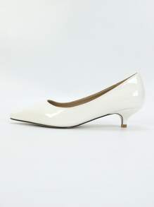 尖頭小貓跟淺口高跟鞋 - 白色 - 查看 4