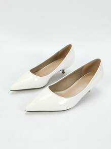 尖頭小貓跟淺口高跟鞋 - 白色 - 查看 5