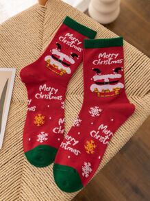 Men Christmas Slogan Graphic Crew Socks - View 1