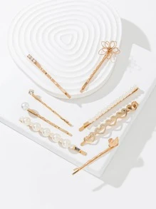 Elegant 8pcs Fashionable Butterfly Shaped Hair Clips With Faux Pearls, Women's Hair Accessories Set, Ideal For Everyday Use Or Gift For Friends - Multicolor - View 2