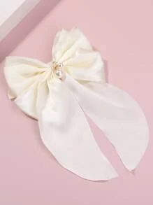 Kẹp tóc giả ngọc trai & nơ trang trí - Màu be - Xem 3