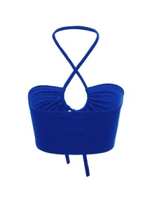 SHEIN ICON Top De Verano Y2k Halter Sin Espalda Delantera Cruzada Con Nudo