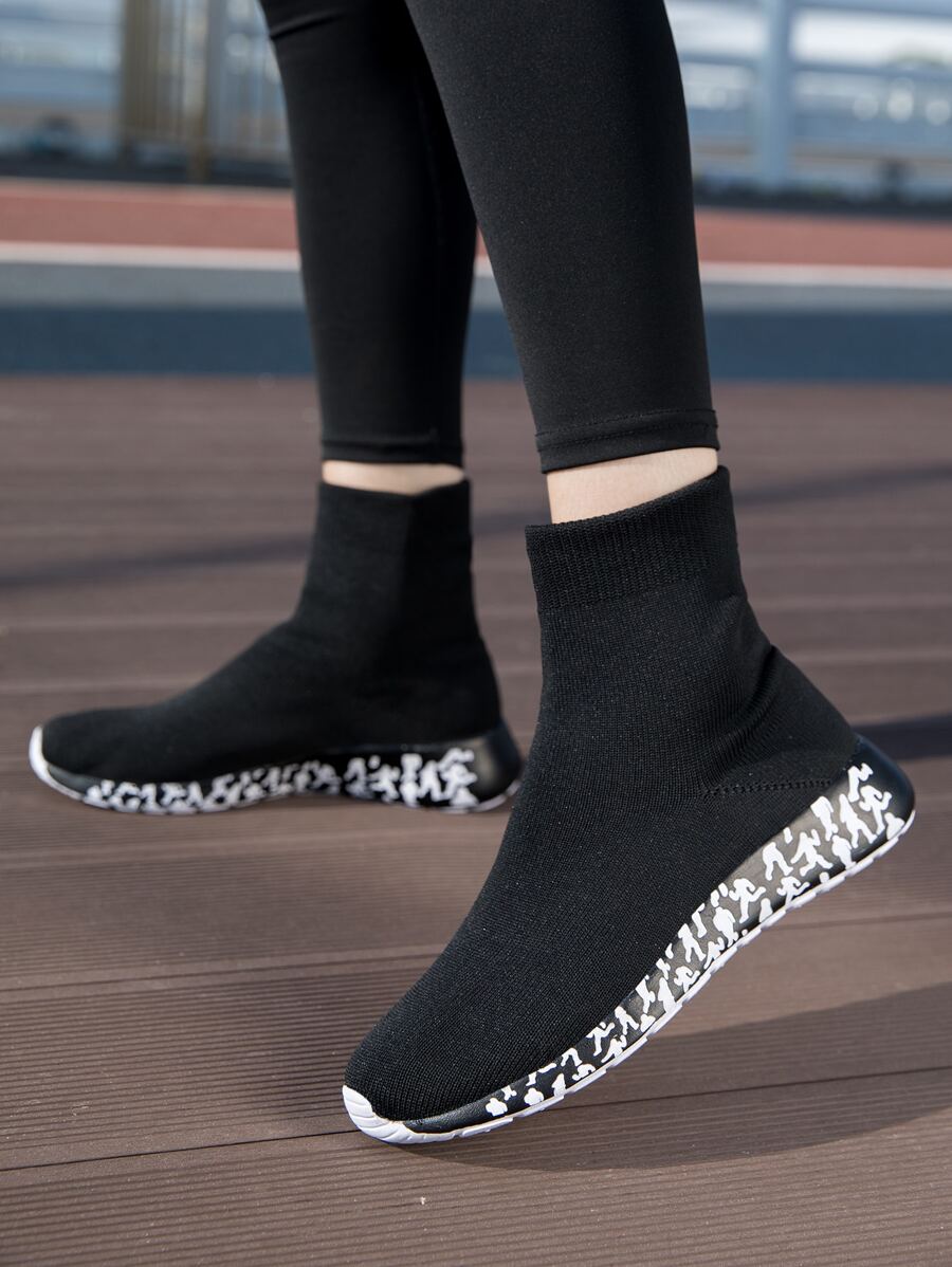 Zapatillas deportivas calcetín arriba alta sin cordones - Negro - Ver 1