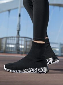 Zapatillas deportivas calcetín arriba alta sin cordones - Negro - Ver 3