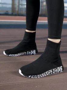 Zapatillas deportivas calcetín arriba alta sin cordones - Negro - Ver 5