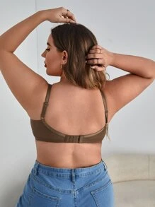 plus size push up bh med rosettdetalj - Kaffebrun - Visa 2