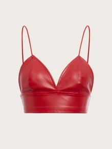 SHEIN ICON PU皮革吊帶短上衣