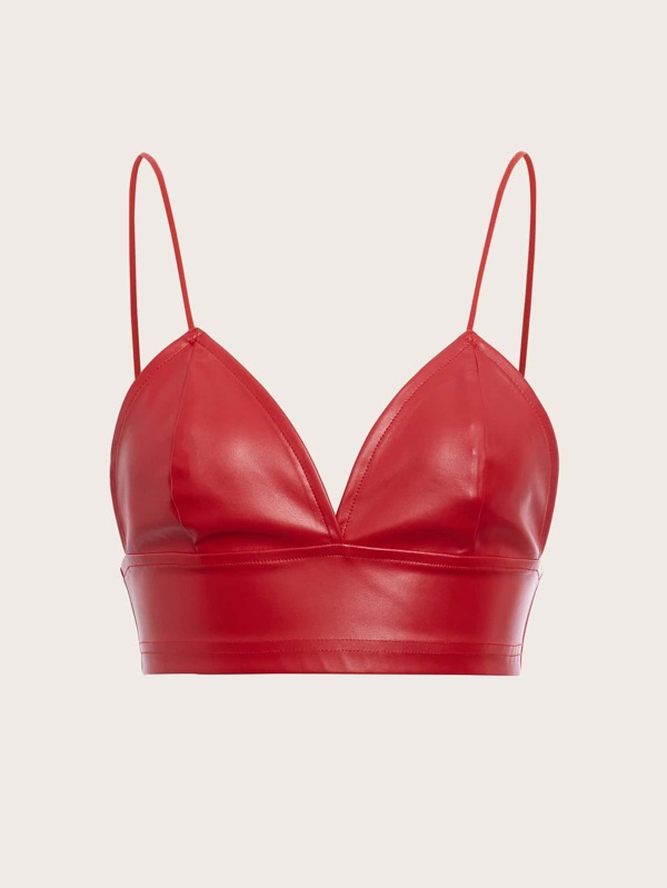 SHEIN ICON PU Leather Crop Cami Top