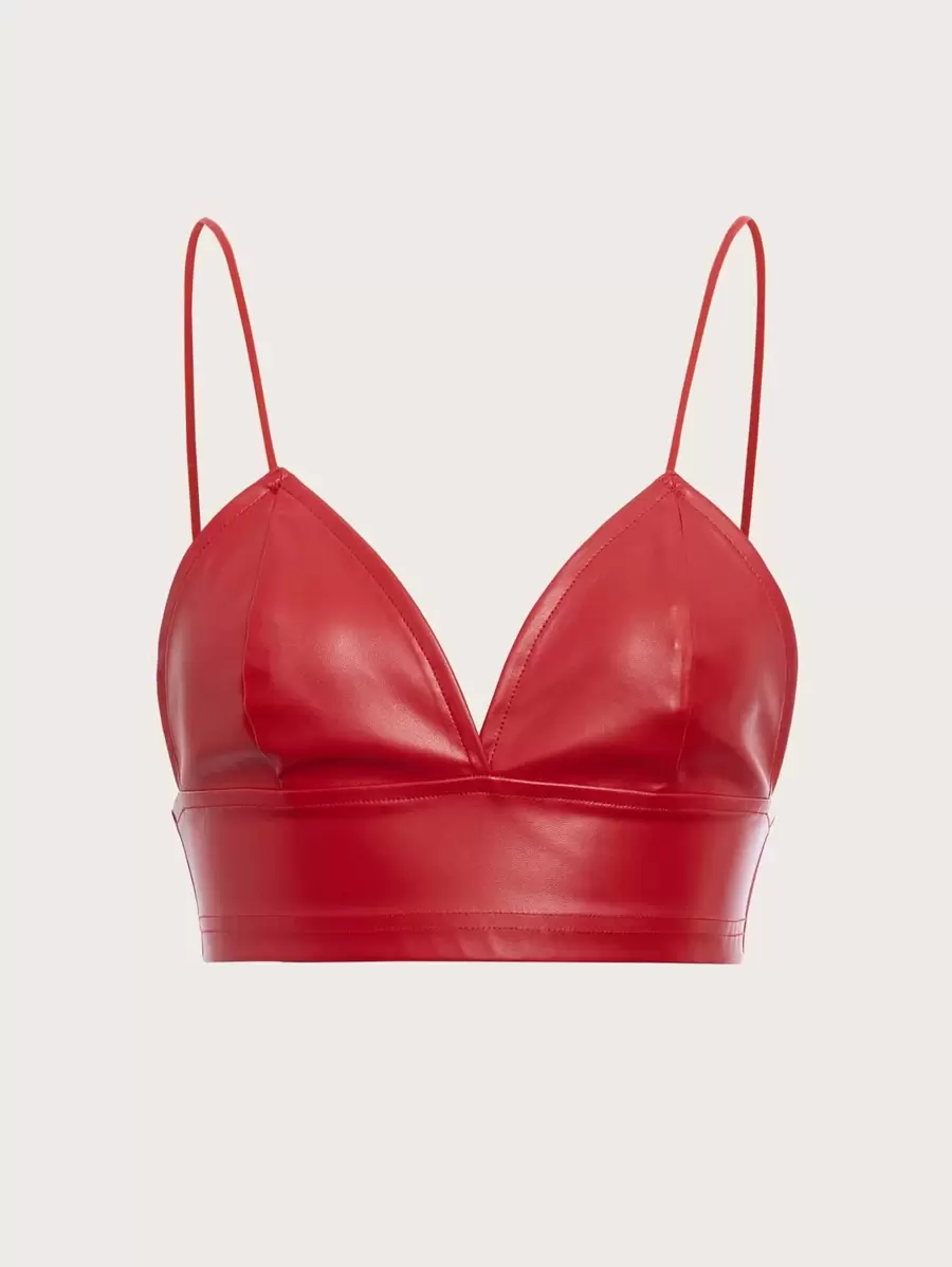 SHEIN ICON PU皮革吊帶短上衣