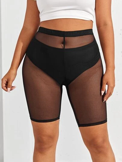 SHEIN SXY Durchsichtige Mesh Bikershorts ohne Höschen