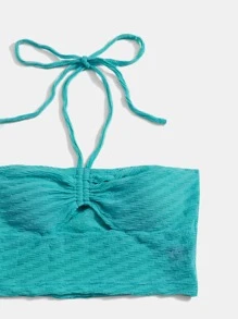 Soleia WYWH 度假抽绳镂空前绿色露背外出短款上衣 - 薄荷藍 - 查看 4