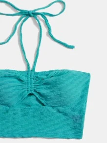 Soleia WYWH 度假抽绳镂空前绿色露背外出短款上衣 - 薄荷藍 - 查看 5