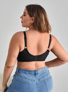 Miss Vinta Plus Contrast Lace Wireless Bralet - Black - View 2
