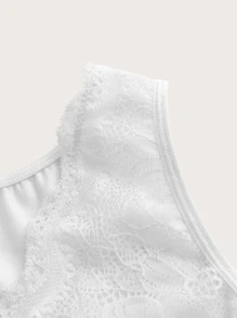 大碼蕾絲拼接前扣無鋼圈文胸 - 白色 - 查看 3