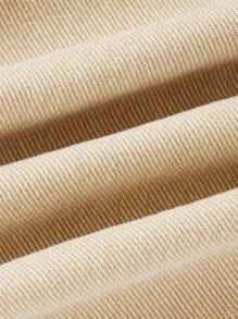 SHEINBlues Fringe Trim Drop Shoulder Denim Jacket - Khaki - View 12