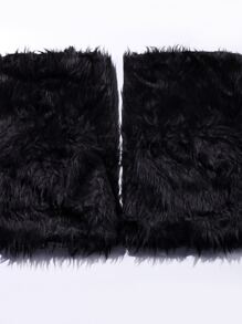 Solid Fluffy Leg Warmers - Black - View 4