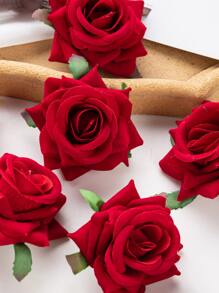 5/15PCS仿真花玫瑰花头及花蕾婚礼装饰新娘手腕花手捧花头花材DIY情人节礼物结婚喜糖盒蛋糕生日派对装饰材料花冠材料家居情人节礼物新年装饰材料 - 紅色 - 查看 1