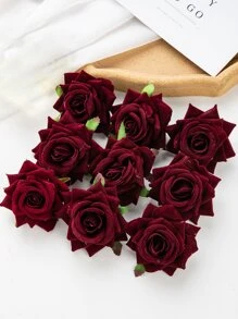 5 PIEZAS Flores artificiales Cabeza y brote de rosa Decoración de boda Flor de muñeca de novia Flor de mano Material de flor DIY Regalo del Día de San Valentín Material de decoración de caja de bombones, pastel, fiesta de cumpleaños Corola Material de decoración del Día de San Valentín, Año Nuevo.