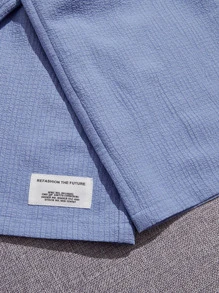 SHEIN Girls Letter Patched Tee & Trousers Set - Dusty Blue - View 4