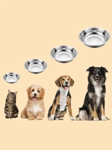 1pc Stainless Steel Cat/Dog Lover Gift And Dog/Cat Mom Love Pet Food Bowl, Cat/Dog Lover Gift And Dog/Cat Mom Love Pet Feeding Dish, Cat Lover And Cat Mom Love Dog Lover And Dog Mom Love Water Feeder, Suitable For Cat Lover And Cat Mom Loves And Small Dog Lover And Dog Mom Loves - Silver - View 1