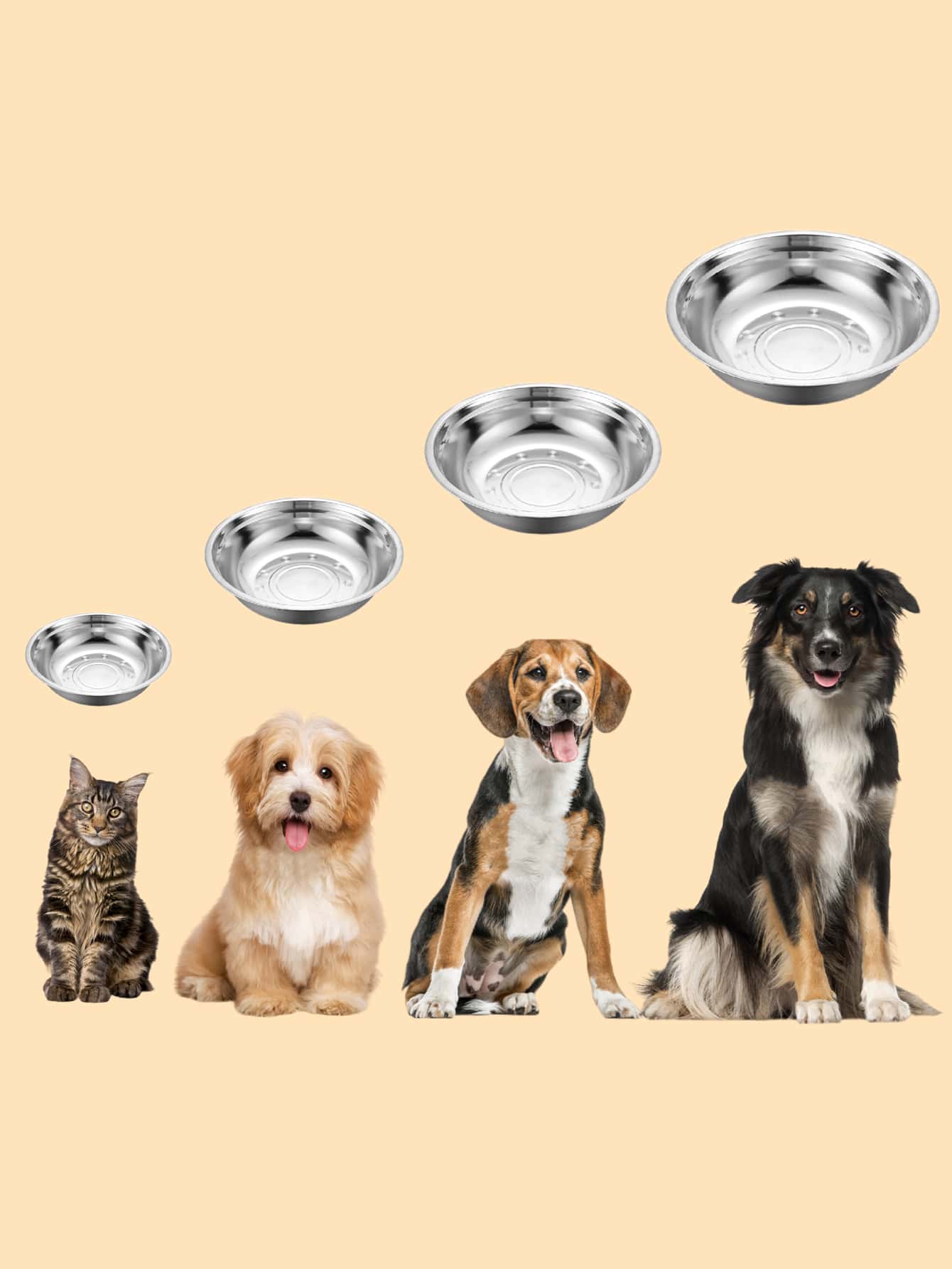 1pc Stainless Steel Cat/Dog Lover Gift And Dog/Cat Mom Love Pet Food Bowl, Cat/Dog Lover Gift And Dog/Cat Mom Love Pet Feeding Dish, Cat Lover And Cat Mom Love Dog Lover And Dog Mom Love Water Feeder, Suitable For Cat Lover And Cat Mom Loves And Small Dog Lover And Dog Mom Loves - Silver - View 1