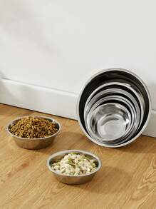 1pc Stainless Steel Cat/Dog Lover Gift And Dog/Cat Mom Love Pet Food Bowl, Cat/Dog Lover Gift And Dog/Cat Mom Love Pet Feeding Dish, Cat Lover And Cat Mom Love Dog Lover And Dog Mom Love Water Feeder, Suitable For Cat Lover And Cat Mom Loves And Small Dog Lover And Dog Mom Loves - Silver - View 2