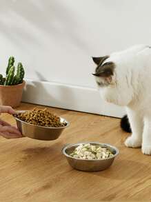 1pc Stainless Steel Cat/Dog Lover Gift And Dog/Cat Mom Love Pet Food Bowl, Cat/Dog Lover Gift And Dog/Cat Mom Love Pet Feeding Dish, Cat Lover And Cat Mom Love Dog Lover And Dog Mom Love Water Feeder, Suitable For Cat Lover And Cat Mom Loves And Small Dog Lover And Dog Mom Loves - Silver - View 5