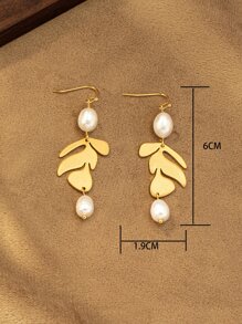 Faux Pearl & Structured Drop Earrings - Multicolor - View 5