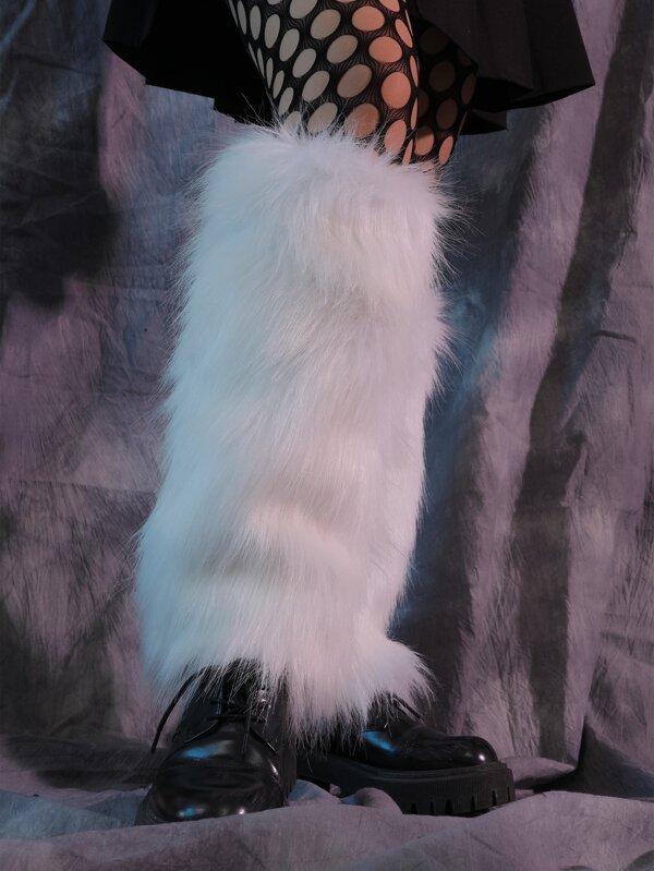 Solid Fuzzy Leg Warmers SHEIN USA