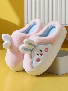 Women‘s Rabbit Design Fluffy Novelty Slippers, New Black Comfort Insole - Pink - View 2