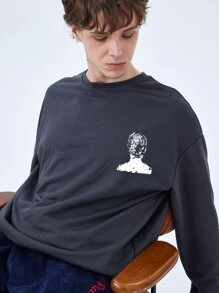 Hombres Sudadera con estampado de figura - Gris Oscuro - Ver 1