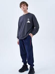 Hombres Sudadera con estampado de figura - Gris Oscuro - Ver 3