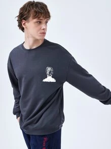 Hombres Sudadera con estampado de figura - Gris Oscuro - Ver 4