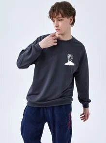 Hombres Sudadera con estampado de figura - Gris Oscuro - Ver 5