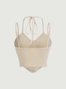 SHEIN MOD Tied Backless Hanky Hem Cami Top - Apricot - View 5