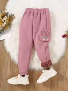 Young Girl 3D Ears Design Thermal Lined Pants
