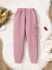 Young Girl 3D Ears Design Thermal Lined Pants